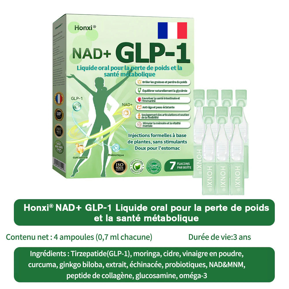 🇫🇷Honxi®NAD+ GLP-1 Liquide oral pour la perte de poids et la santé métabolique✅ Pour l'obésité, la santé cardiovasculaire, le diabète, l'apnée du sommeil, les problèmes articulaires et plus encore.