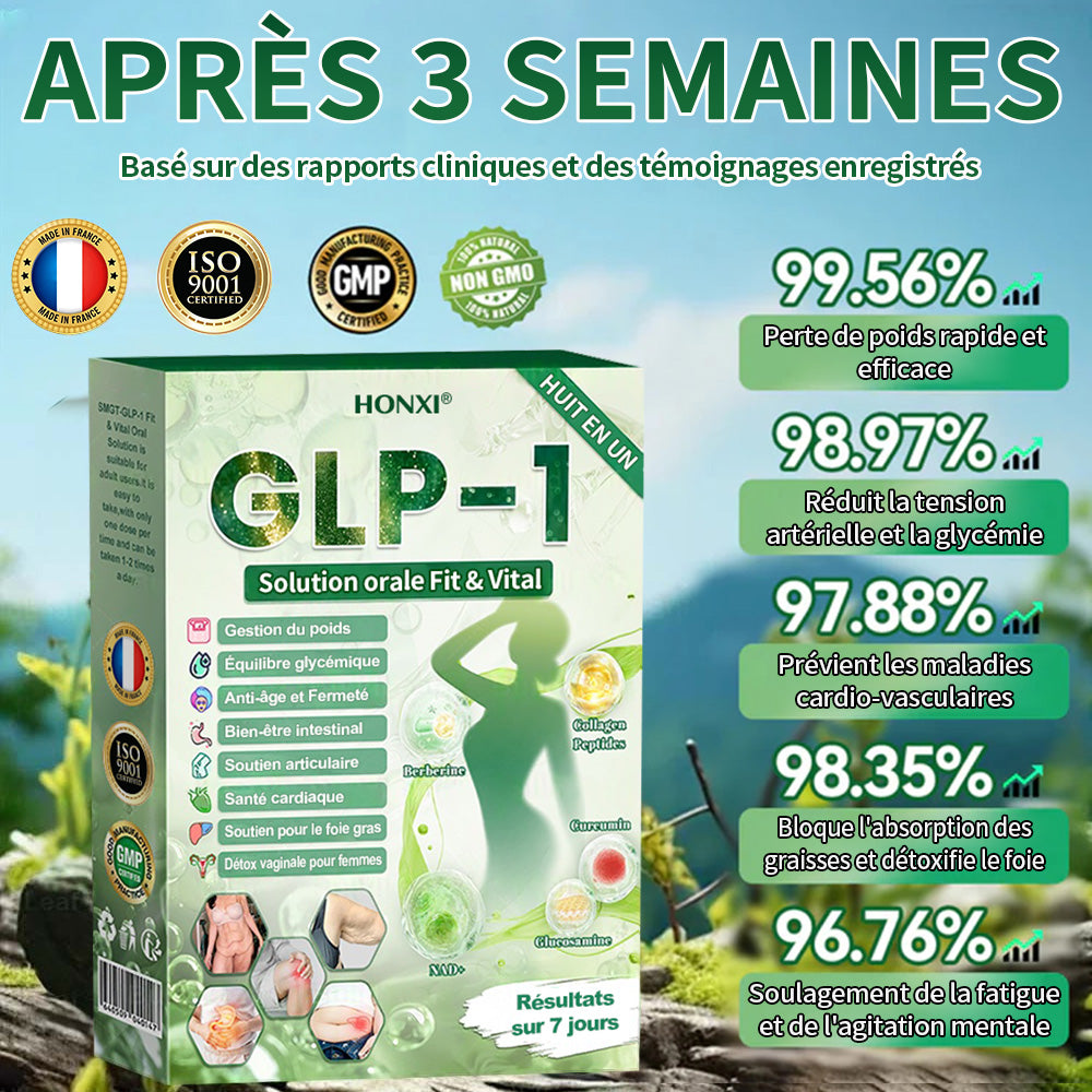 🇫🇷 Honxi® GLP-1 Solution Orale 8-EN-1 Fit & Vital (1 seule prise par jour, résultats visibles en 7 jours) ✅ Pour l’obésité, la santé cardiovasculaire, le diabète, l’apnée du sommeil, la santé intestinale, les problèmes articulaires et plus encore.