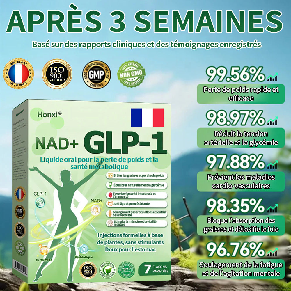 🇫🇷Honxi®NAD+ GLP-1 Liquide oral pour la perte de poids et la santé métabolique✅ Pour l'obésité, la santé cardiovasculaire, le diabète, l'apnée du sommeil, les problèmes articulaires et plus encore.