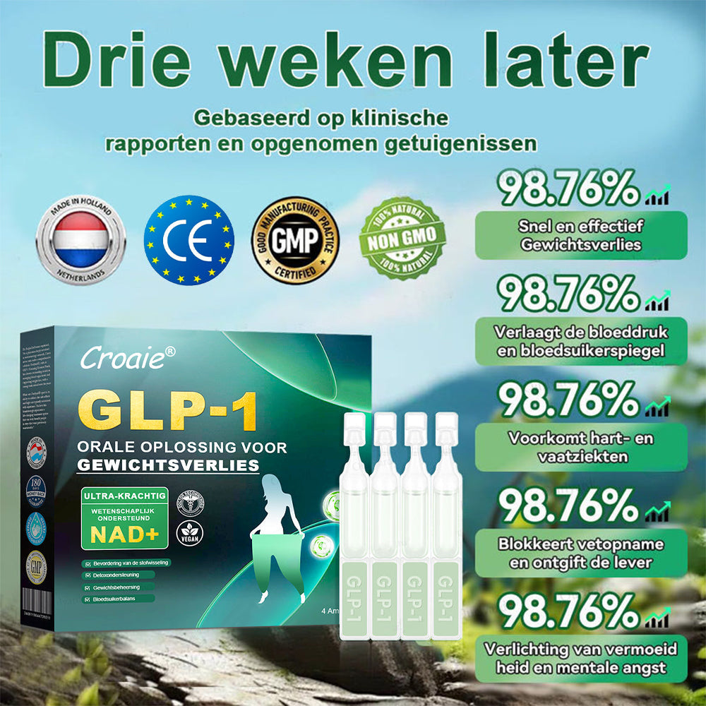 Croaie® GLP-1 Orale Oplossing Voor Gewichtsverlies👨 Speciaal gericht op obesitas, hart- en vaatziekten, diabetes, slaapapneu en gewrichtsproblemen