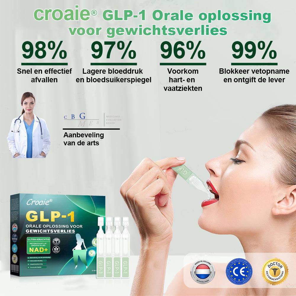 Croaie® GLP-1 Orale Oplossing Voor Gewichtsverlies👨 Speciaal gericht op obesitas, hart- en vaatziekten, diabetes, slaapapneu en gewrichtsproblemen