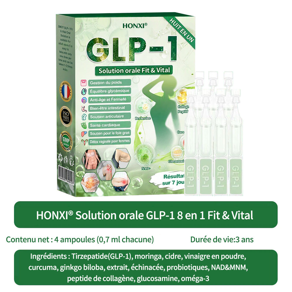 🇫🇷 Honxi® GLP-1 Solution Orale 8-EN-1 Fit & Vital (1 seule prise par jour, résultats visibles en 7 jours) ✅ Pour l’obésité, la santé cardiovasculaire, le diabète, l’apnée du sommeil, la santé intestinale, les problèmes articulaires et plus encore.