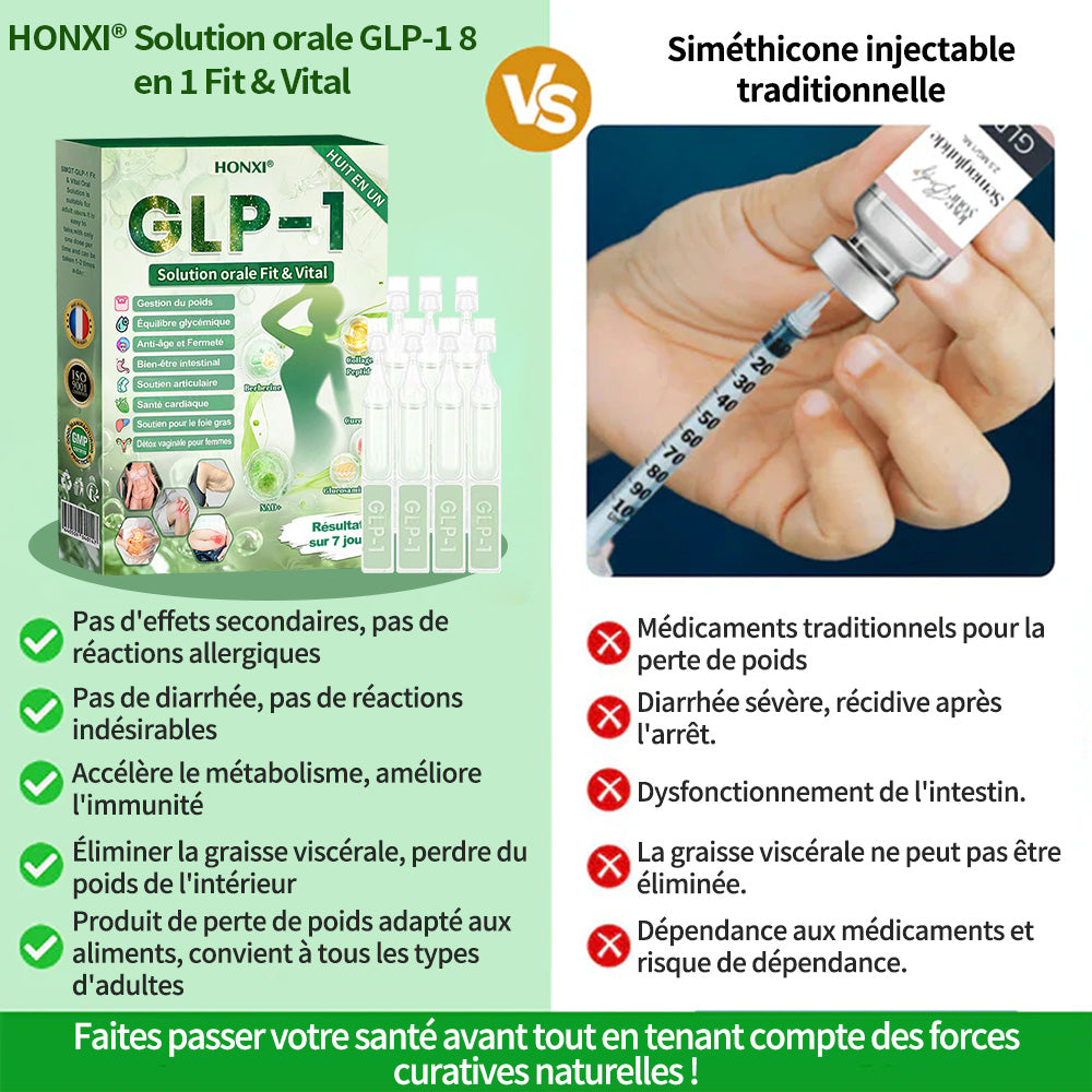 🇫🇷 Honxi® GLP-1 Solution Orale 8-EN-1 Fit & Vital (1 seule prise par jour, résultats visibles en 7 jours) ✅ Pour l’obésité, la santé cardiovasculaire, le diabète, l’apnée du sommeil, la santé intestinale, les problèmes articulaires et plus encore.