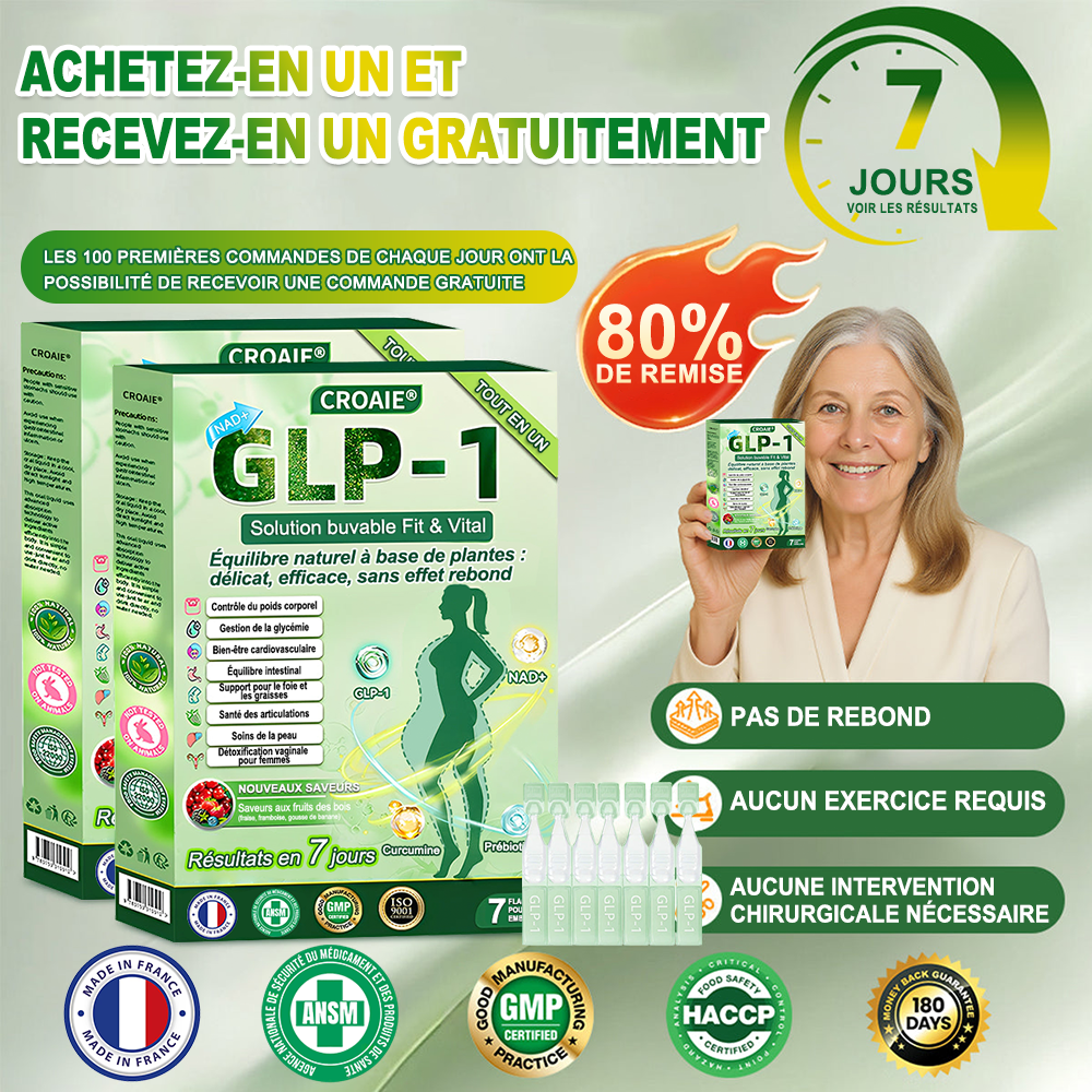 Croaie® NAD+𝐆𝐋𝐏-𝟏 𝐅𝐢𝐭 & 𝐕𝐢𝐭𝐚𝐥 𝐒𝐨𝐥𝐮𝐭𝐢𝐨𝐧 𝐎𝐫𝐚𝐥𝐞 𝟏 𝐟𝐨𝐢𝐬 𝐩𝐚𝐫 𝐣𝐨𝐮𝐫 ✅𝐂𝐨𝐧𝐭𝐫𝐢𝐛𝐮𝐞 à 𝐥𝐚 𝐠𝐞𝐬𝐭𝐢𝐨𝐧 𝐝𝐮 𝐩𝐨𝐢𝐝𝐬, à 𝐥𝐚 𝐬𝐚𝐧𝐭é 𝐜𝐚𝐫𝐝𝐢𝐚𝐪𝐮𝐞, 𝐚𝐮 𝐛𝐢𝐞𝐧-ê𝐭𝐫𝐞 𝐦é𝐭𝐚𝐛𝐨𝐥𝐢𝐪𝐮𝐞 𝐞𝐭 𝐝𝐢𝐠𝐞𝐬𝐭𝐢𝐟, 𝐚𝐢𝐧𝐬𝐢 𝐪𝐮’à 𝐥’é𝐪𝐮𝐢𝐥𝐢𝐛𝐫𝐞 𝐟é𝐦𝐢𝐧𝐢𝐧, 𝐭𝐨𝐮𝐭 𝐞𝐧 𝐫𝐚𝐟𝐟𝐞𝐫𝐦𝐢𝐬𝐬𝐚𝐧𝐭 𝐥𝐚 𝐩𝐞𝐚𝐮 𝐞𝐭 𝐞𝐧 𝐚𝐩𝐩𝐨𝐫𝐭𝐚𝐧𝐭 𝐮𝐧 𝐫𝐞𝐠𝐚𝐢𝐧 𝐝’é𝐧𝐞𝐫𝐠𝐢𝐞