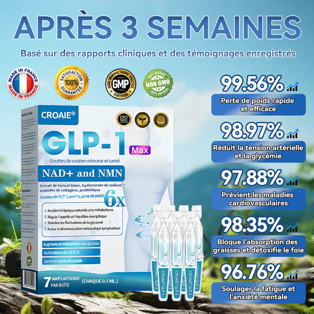 📢[Boutique Officielle] CroAie® Gouttes Minceur GLP-1 & NAD+ ✅ Obésité, maladies cardiovasculaires, diabète, apnée du sommeil, problèmes articulaires et plus encore